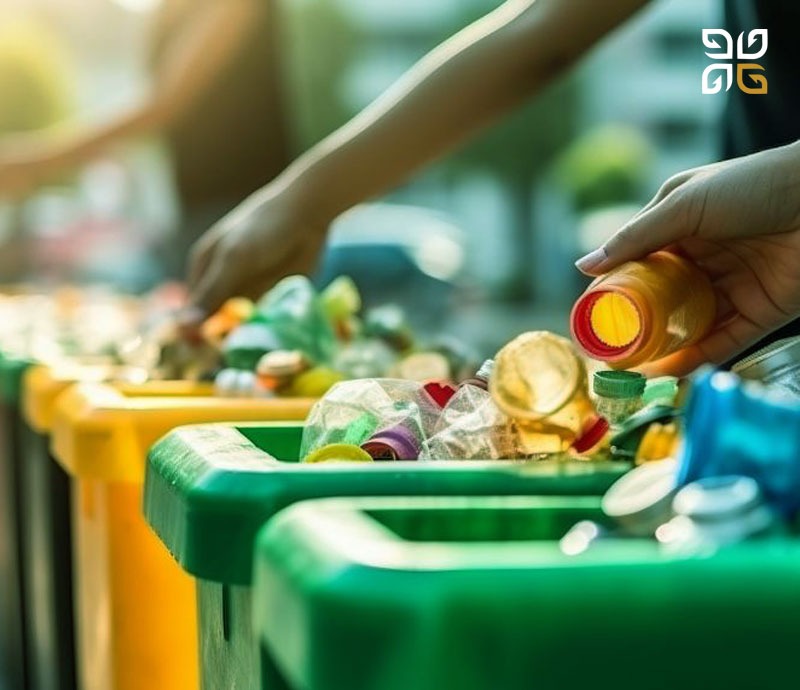 Tangan memilah botol plastik di titik pengumpulan daur ulang